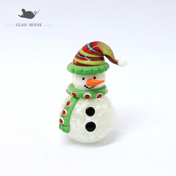 Miniatúrne Vianočné Snehuliak Sklo Art Craft Ornament Roztomilý Živé Figúrky Dovolenku Darčeky Pre Deti Domov Plochy Dekor Príslušenstvo
