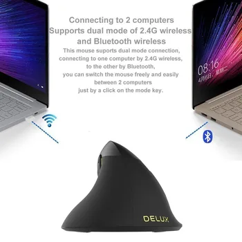 Delux M618 Bluetooth 4.0 Vertikálne Myši Nabíjateľná RGB Herné S Mousepad Zadarmo Ergonomické Myši Pre PC, Notebook