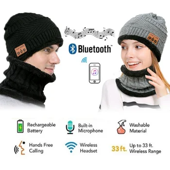 Bezdrôtový Bluetooth Klobúk Bezdrôtový Hudobné Slúchadlá Klobúk Stereo Headset Spp Teplé Zimné Klobúk Krku Teplejšie Kit Sada pre Vonkajšie Športové