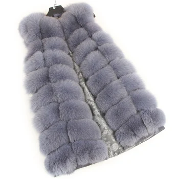 Maomoakong skutočný prírodný fox kožušiny, kožušinové Plný líška srsť srsť 90 CM dlhé módne bunda Zimné dámske bundy Kabát vesta dievča kože