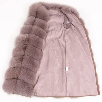 Maomoakong skutočný prírodný fox kožušiny, kožušinové Plný líška srsť srsť 90 CM dlhé módne bunda Zimné dámske bundy Kabát vesta dievča kože