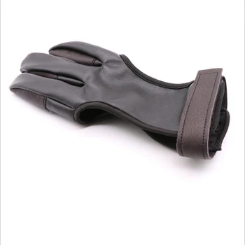 3 Prst Chrániť Glove Black PU Zamat a Hovädzie Kože Lukostreľba Rukavice 20x10x1 cm Rukavice pre Lukostreľba Lov, Streľbu