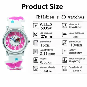 WILLIS Značky Silikónové Hodinky 3D Butterfly Bežné Jednoduché Quartz Kvality Bežné Ženské Hodiny nepremokavé Reloj Mujer Drop Shipping