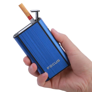 Prenosné Hliníkové Vrecka Cigaretu Skladovanie Prípade Automatické Vyhadzovanie Striebro Cigarety Úložný Box Držiteľ Organizátor Fajčenie Nástroje