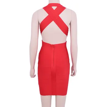 OBVÄZ Celebrity Red Obväz Šaty Otvorte Zadný Ženy Butiky s uväzovaním za Sexy Mini Bodycon Šaty Clubwear Strany Vestidos