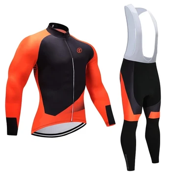 2020 Zimné ORANGE TÍM CYKLISTIKA BUNDA 20D cyklistické nohavice nastaviť Ropa Ciclismo MENS tepelnej fleece pro CYKLISTICKÝ dres Maillot dna