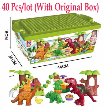 40 Ks/Veľa Dinosaur World Stavebné Bloky Sady Zvierat Jurský Dinosaur World Model hračky Tehál Duploe S Originál Krabici