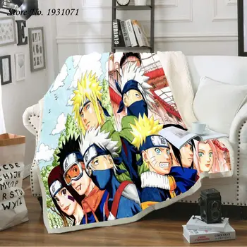 Anime Naruto Uzumaki 3D Vytlačené Fleece Deka pre Lôžok Hrubé Deka Módne prehoz cez posteľ Sherpa Hodiť Deka Dospelých, Deti 18