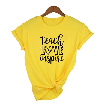 Učiť Milovať Inšpirovať Tlač Ženy Učiteľ T-shirt Harajuku Estetické Grafické Tees Bežné Tričká, Vintage Slogan Topy Darček Oblečenie