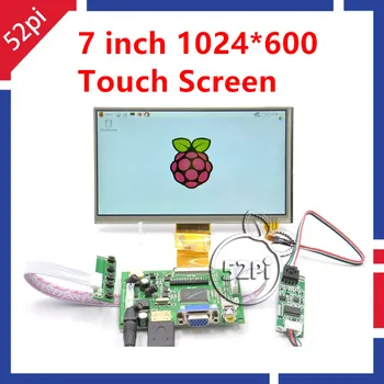 52Pi 7 Palcový 1024*600 TFT LCD Monitor Odporový Dotykový Displej + Ovládač Rada HDMI VGA 2AV pre Raspberry Pi 4 B Všetky Platformy/ PC