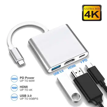 LYBALL Typ C, HDMI Viacportová Converter with USB 3.0 Port a USB C Nabíjací Port pre MacBook/Chromebook Pixel/Huawei/Samsung