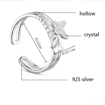 TJP Najvyššej Kvality 925 Sterling Silver Krúžky Pre Ženy Šperky Dievča Módneho Crystal CZ Motýľ Žena Prst Prsteň Pre Dievča Bijou