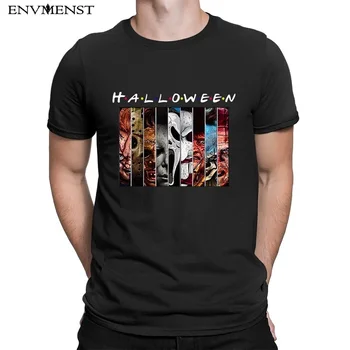 Envmenst bavlnené tričko mužov Halloween Priateľmi Hororové Filmy Tváre, T-shirt Pennywise Michael Myers Jason Voorhees krátke rukáv top
