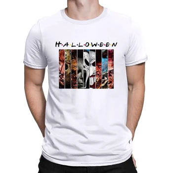Envmenst bavlnené tričko mužov Halloween Priateľmi Hororové Filmy Tváre, T-shirt Pennywise Michael Myers Jason Voorhees krátke rukáv top