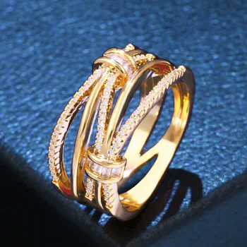 OCESRIO Luxusné Zirkón Zlaté Prstene pre Ženy, Dievčatá Cubic Zirconia Dámske Vlna Prstene, Šperky CZ Dubaj Zlaté Šperky rig-f85