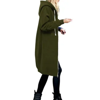 Nové 2020 Móda Jeseň Zimný Kabát Ženy s Kapucňou Bežné Dlhý Zips Bundy Mikiny Mikina Plus Veľkosť Outwear Kabát 5XL SS169