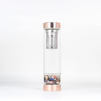 Prírodné Kremeň Sklenená Fľaša na Vodu Veľkoobchod prispôsobené logo Elixír vody Liečivý Kryštál Kameň rose gold fľašu