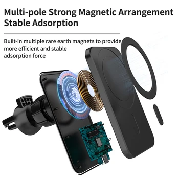 Magnetické Auto Bezdrôtovú Nabíjačku Držiaka Telefónu, pre iPhone 12 Pro Air Vent Smartphone Telefón Stojan Podpora Klip Mount Držiak