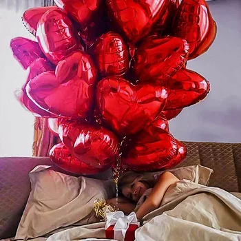 100ks/veľa 18-palcové star srdce fólie, Hliníkovej fólie hélium balóniky srdce balón pre narodeniny, svadby Valentín party