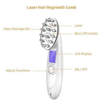 Elektrické Laser Rast Vlasov Hrebeň Proti Vypadávaniu Vlasov Masér Opätovný Rast Vlasov Prečesať Kefou Liečba Infračerveným Detangling Vlasy RegrowthComb