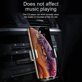 Baseus Gravitácie Telefón Držiak na Auto CD Slot Mount Stojan pre iPhone 12 11 X Pro Max Samsung Kovové Mobilný Mobilný Telefón Majiteľa