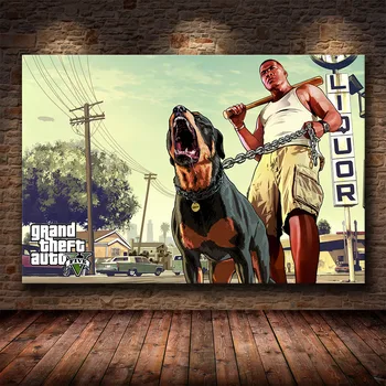 Grand Theft Auto V Hre Plagát GTA 5 Plátno Art Print Maľovanie obrazov na Stenu Izba Pre Domáce Dekorácie na Stenu Decor Č Rám