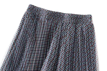 Ženy koberčeky oka sukne elastické vysoký pás elegantný retro slim skladaný riadok sukne tri vrstvy streetwear 2020 jeseň a v zime