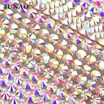 JUNAO 24*40 cm rýchlu Opravu Jasné, AB 2088 Sklo Drahokamu Oka Výbava Crystal Textílie Listy Sklenenými Kamienkami Pásky Žehlička Na Oblečenie Záplaty