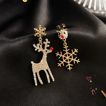 Svieti Drahokamu Snowflake Náušnice Vianočné Elk Šperky Nový Rok Darčeky Pre Ženy, Dievčatá Bijoux Femme