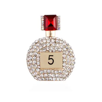 Luxusné Stereo Parfum Fľašu Brošne Plný Drahokamu Číslo 5 Strán, Svadby Brošňa Darček Pre Ženu