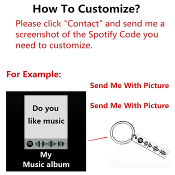 Prispôsobené Hudbu Spotify Scan Kód Keychain Pre Ženy, Mužov, Z Nehrdzavejúcej Ocele Keyring Vlastné Laser Engrave Spotify Kód Šperky