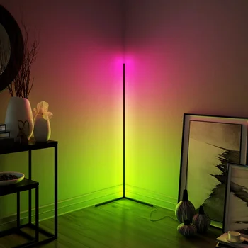 Stmievanie Čierna Biela Poschodí Lampa Moderného RGB Remote LED stojacie Lampy, Stojaca Lampa Jednoduché Rohu Stojí Lampa Rohu Svetlo