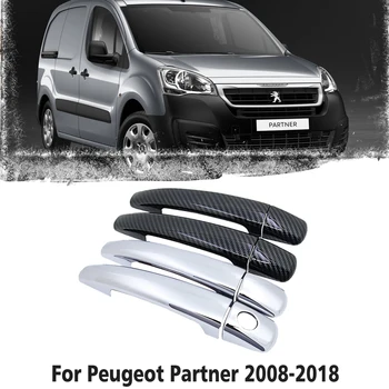 Black Carbon Fiber Auto rukoväť Alebo ABS Chróm Kľučky Dverí Kryt pre Peugeot Partner 2008~2018 Auto Príslušenstvo Styling 2009 2010