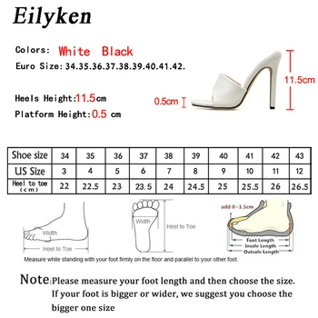 Eilyken Nový Módny Dizajn 11.5 cm Štvorcové Prst Vysokým Podpätkom Tkaných Papuče 2021 Lete Fashion White List Papuče Šaty Topánky Ženy