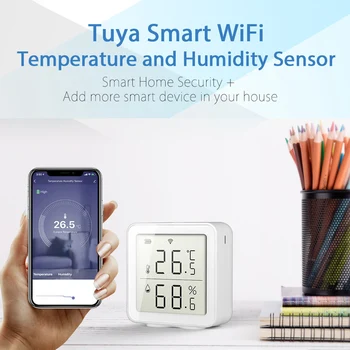 Tuya WIFI Teplota A Vlhkosť, Senzor Vnútorný Vlhkomer Teplomer S LCD Displejom Práca S Inteligentného Života/Alexa Google