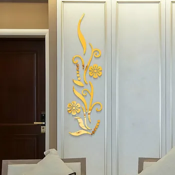 Akrylových 3D Zrkadlo na Stenu-Nálepky Kvet Kúpeľňa Dekoratívne Umenie Stenu Odtlačkový Nálepky Domáce Dekorácie Pre Obývacia Izba #007