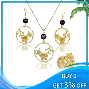 Polynézske Havajské Zlaté Šperky Sada pre Ženy 2020 Nové Morská Korytnačka Kry Prívesok Náhrdelníky Sady Trendy Veľký Kruh Náušnice