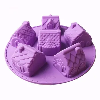 6 Dutiny Silikónové 3D Vianočný Perník Dom Tortu Formy Čokolády Pre Domy Pečenie Nástroje Zdobenie Cookies Pečenie Plesne