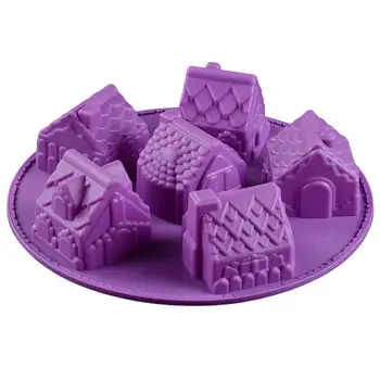 6 Dutiny Silikónové 3D Vianočný Perník Dom Tortu Formy Čokolády Pre Domy Pečenie Nástroje Zdobenie Cookies Pečenie Plesne