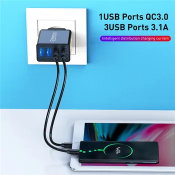USLION 3.1 USB Nabíjačku Rýchle Nabíjanie 3.0 48W Rýchle Nabíjanie EÚ UK Plug Stenu Mobilný Telefón Adaptér Pre iPhone Samsung Xiao Mi 9