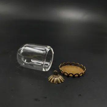 25x18mm whoesale hot prázdne mini sklenenej trubici bronz čipky zásobník základové pätky spp sklenenej fľaštičke prívesok, fľaša dome náhrdelník zistenia darček