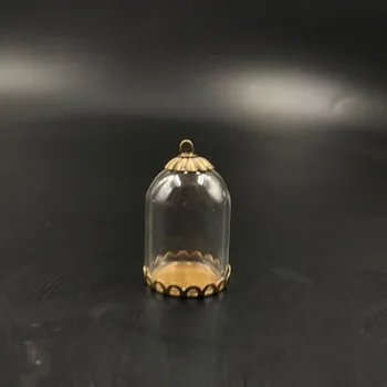 25x18mm whoesale hot prázdne mini sklenenej trubici bronz čipky zásobník základové pätky spp sklenenej fľaštičke prívesok, fľaša dome náhrdelník zistenia darček