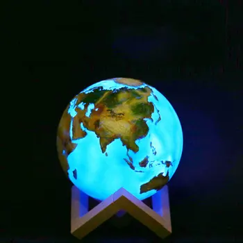 3D Tlač Lampa Mesiac Zemi Lampa 16 Farieb Zmena LED Nočné Svetlo pre Domáce Dekorácie Oceán 3D stolná Lampa Stolná Svetlo Dieťa Dary
