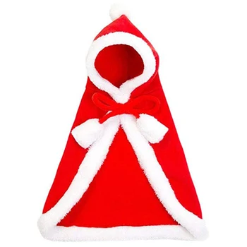 Pet Vianočný Kostým Pončo Cape s Klobúk, Nastaviteľné Červená Santa Claus Plášť pre Mačky a Malé Psy