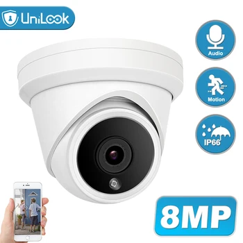 UniLook 8MP 4K Veži POE IP Kamera Vstavaný Mikrofón Bezpečnostné CCTV Kamera, Vonkajšie Hikvision ONVIF Kompatibilné IP66 H. 265