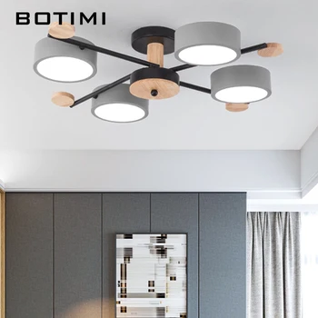 BOTIMI Interiérové LED Luster Pre Spálňa Moderné Drevené študovňa Listry Stropné Obývacia Izba Lustre