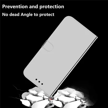 Luxusné Zrkadlo Hladké PU Kože Flip Stojan Telefón puzdro pre Samsung Galaxy Note 10 S10 S9 S8 Plus S10e Magnetické Karty Peňaženky Kryt