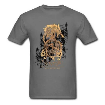 Mens Tshirts Vintage Vikingovia Berserk Severskej Monster Vlk z Mytológiu T-Shirt Chlapec Krátky Rukáv Šaty Fenrir Topshirt