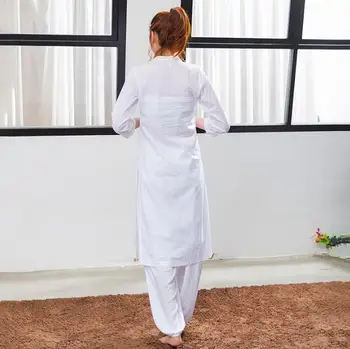 India Tradičné Žena Jogy Kostým Bavlna Hand-made Výšivky Kurtas Tenké Kundalini Biely Top