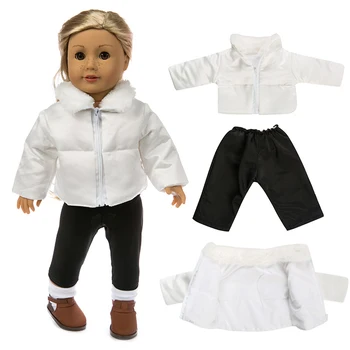 Biela nadol bunda vhodné pre Americké Dievča Bábiku Šaty, 18-palcové Bábiku , Vianočné Dievča, Darček(iba predávať oblečenie)